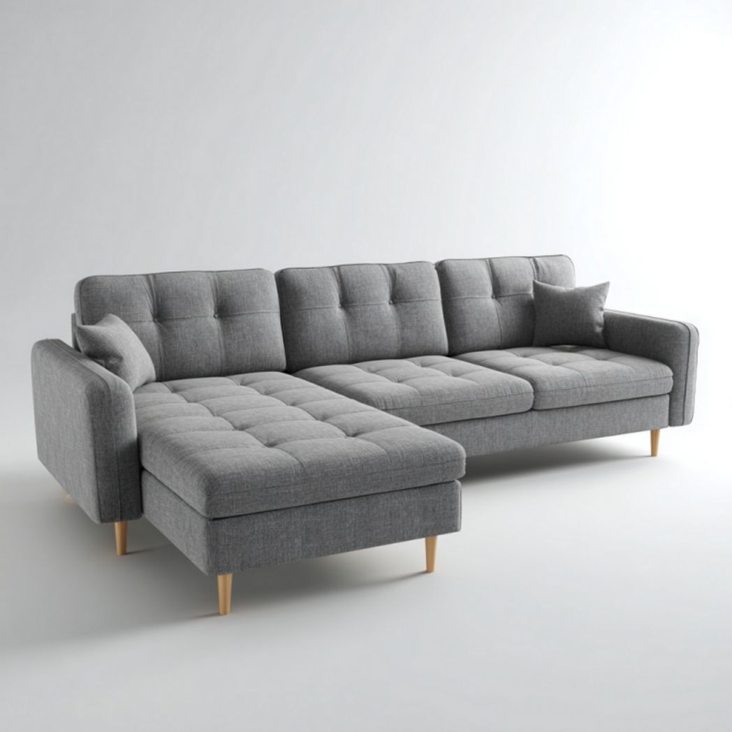 Canapé d’angle en tissu gris