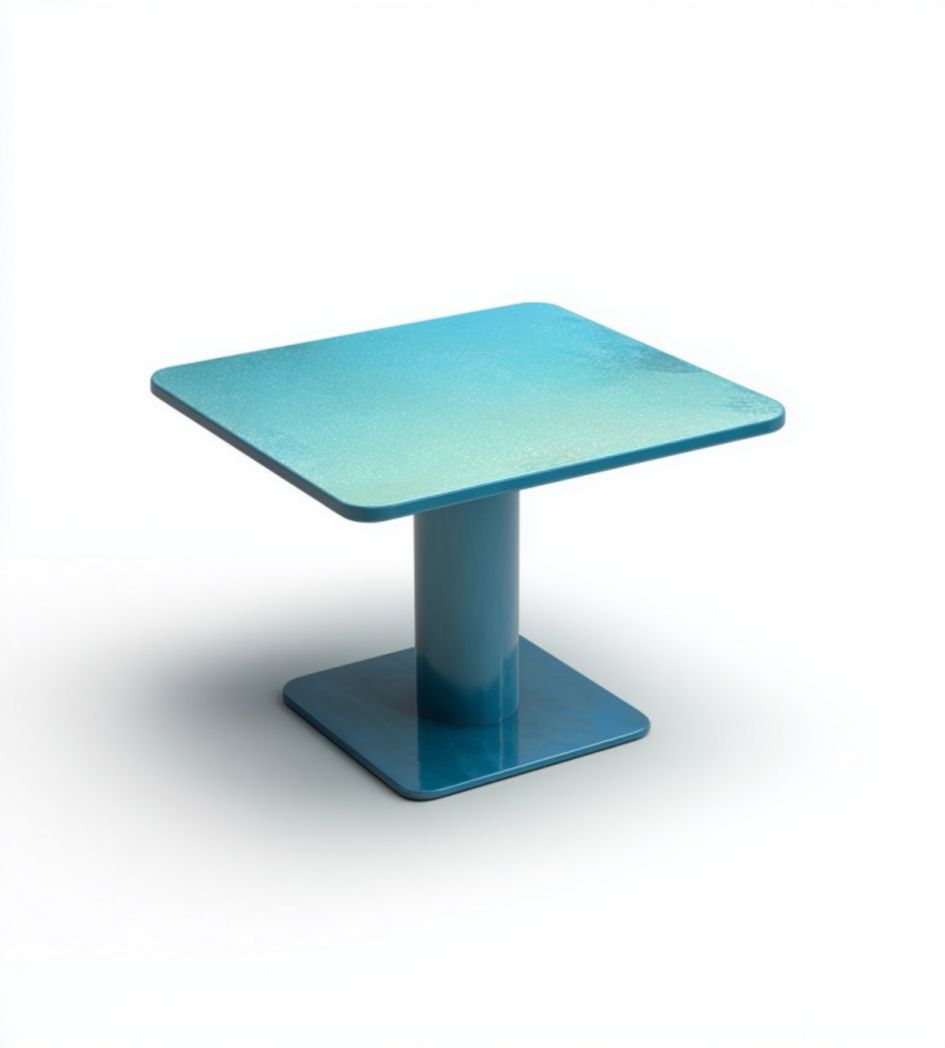 Table carrée de jardin en métal bleu