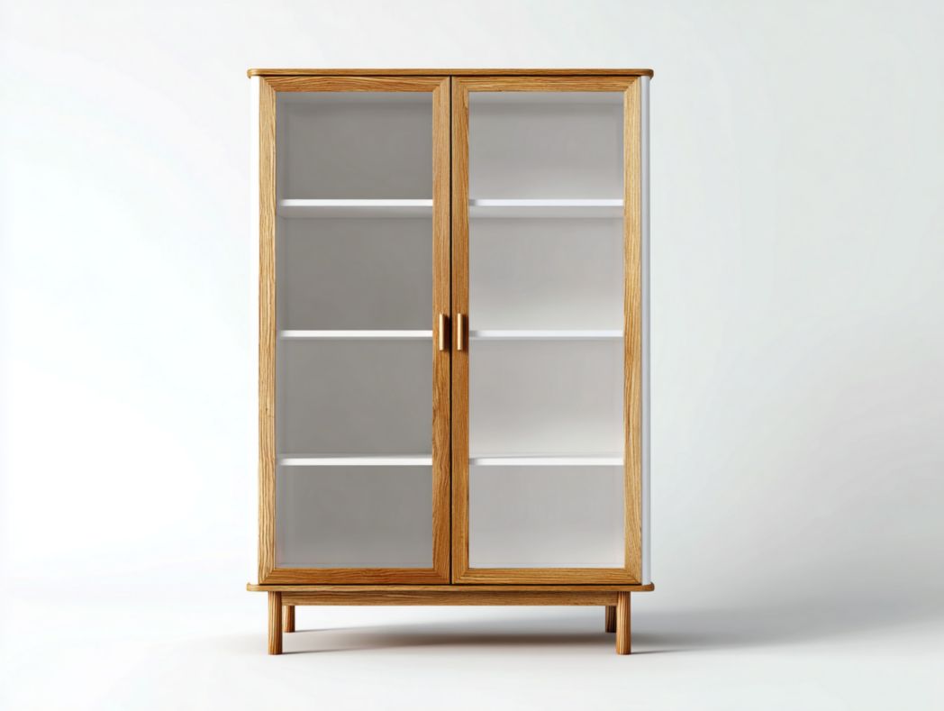 Vitrine nordique en bois massif et verre à deux portes