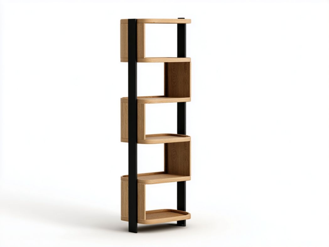 Vaisselier 5 étagères ouvertes en bois et métal noir, style industriel moderne