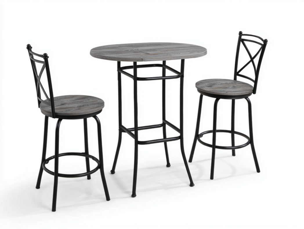 Ensemble mange debout industriel métal et bois avec 2 chaises hautes