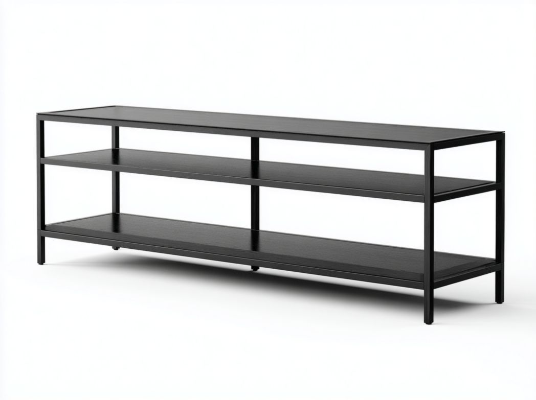 Meuble TV noir en métal avec 3 étagères ouvertes design moderne