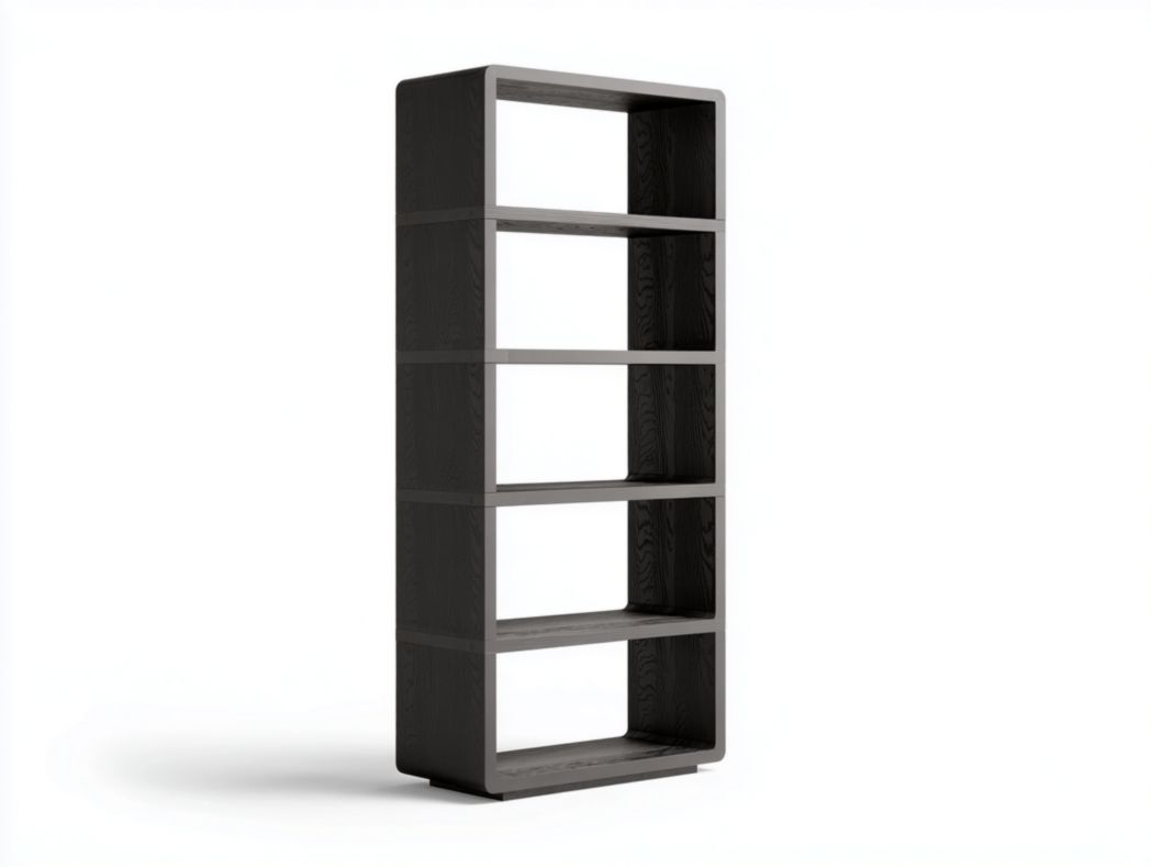 Étagère noire 5 niveaux ouverte en bois design moderne