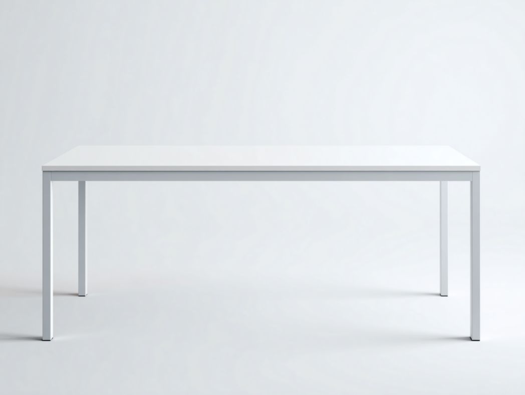 Table rectangulaire blanche moderne – Plateau en bois et structure métallique – 1 pièce