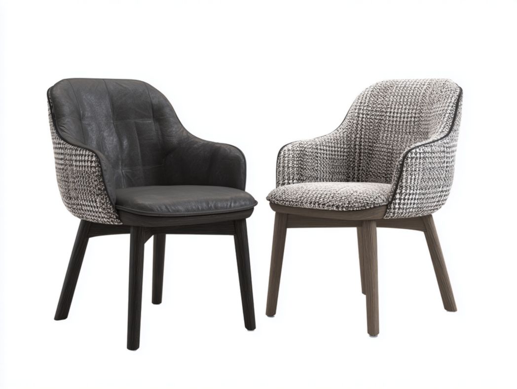 Lot de 2 chaises de salle à manger avec accoudoirs en tissu patchwork et pieds en bois