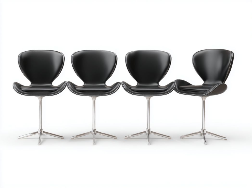 Lot de 4 chaises coque noires avec dossier papillon et base métallique croisée