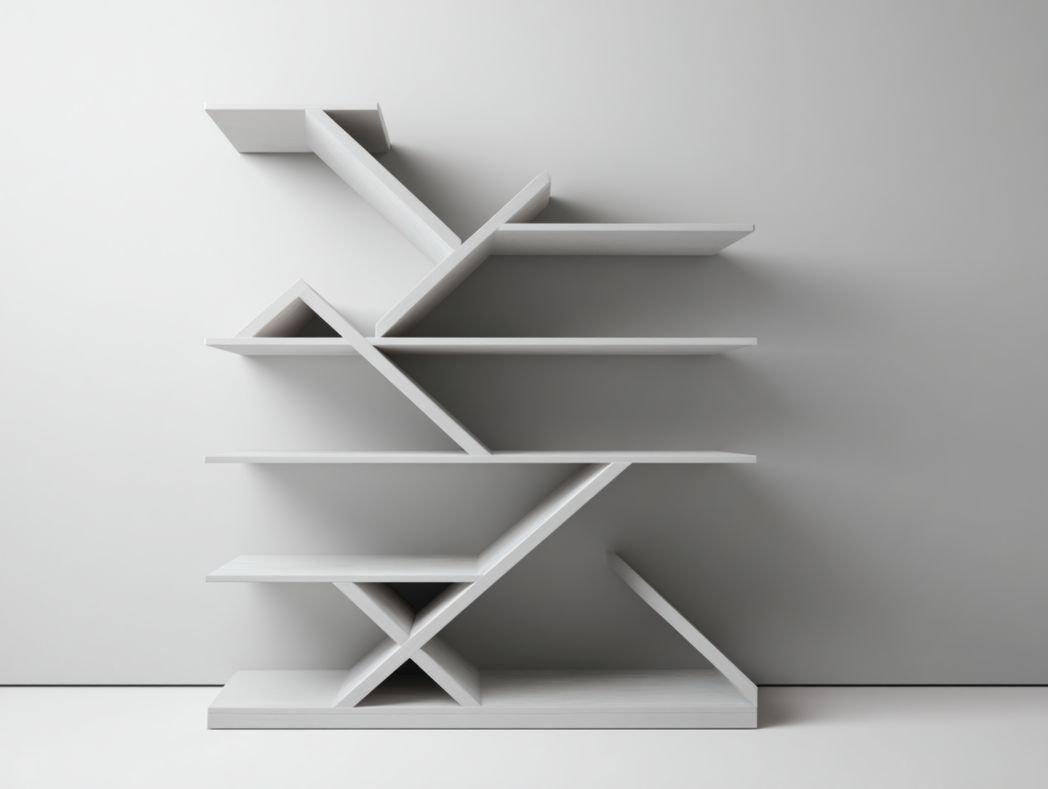 Vaisselier contemporain géométrique 6 compartiments ouverts en MDF blanc