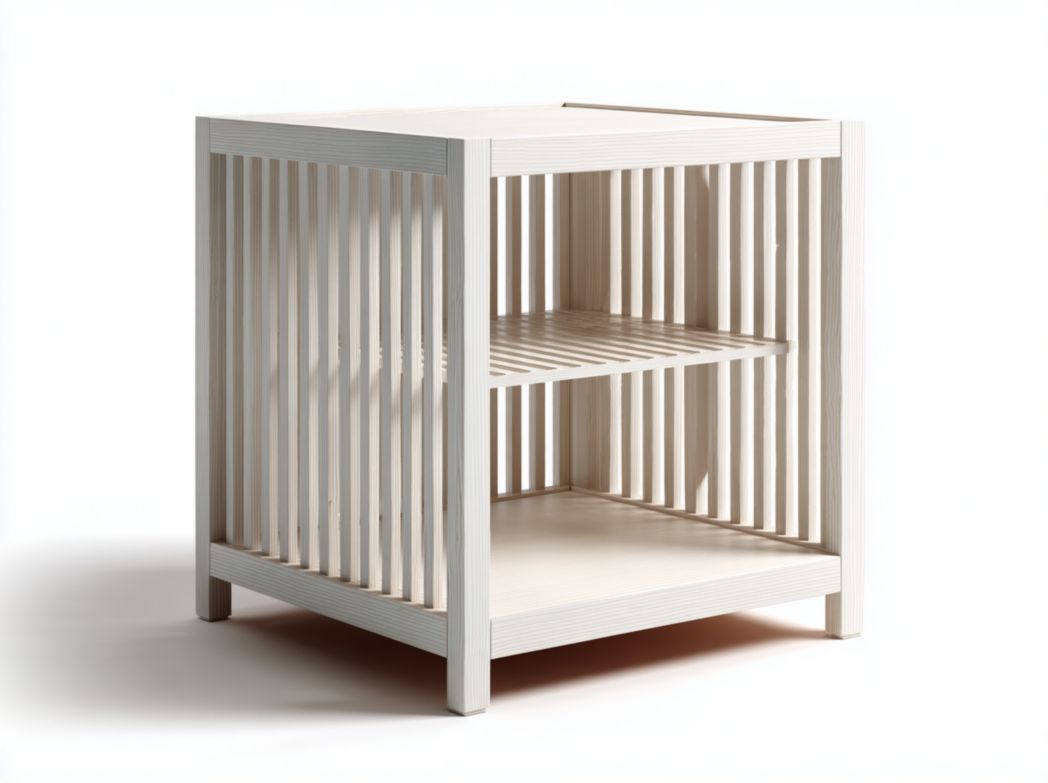 Table de chevet blanche – design ouvert à 2 étagères