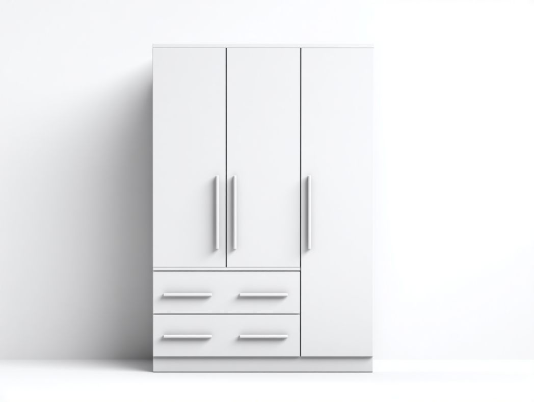 Armoire 3 portes blanche moderne avec tiroirs intégrés