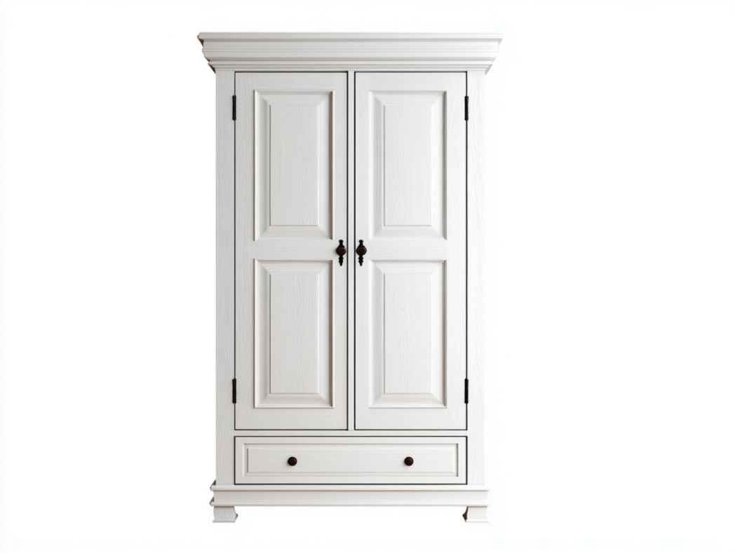 Armoire 2 portes avec tiroir – style classique blanc