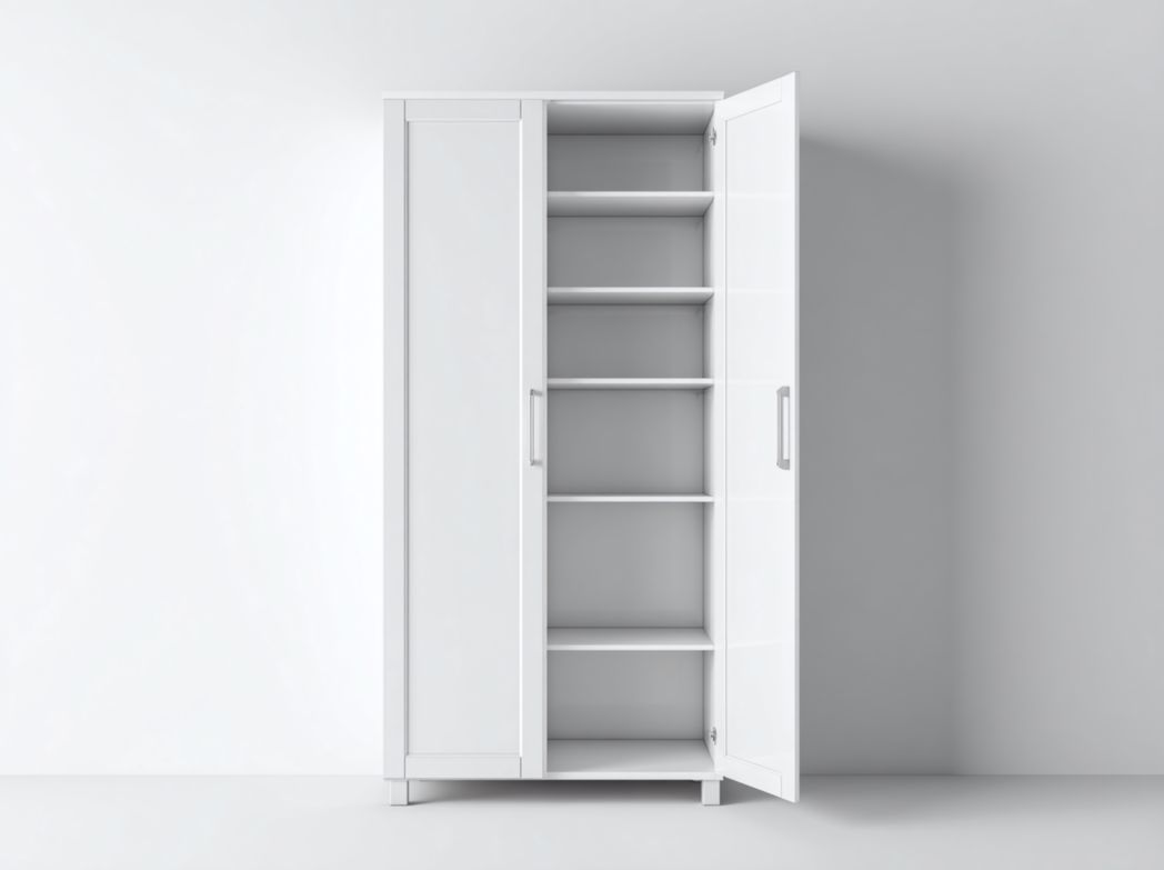 Armoire 2 portes blanche avec étagères – design simple et fonctionnel