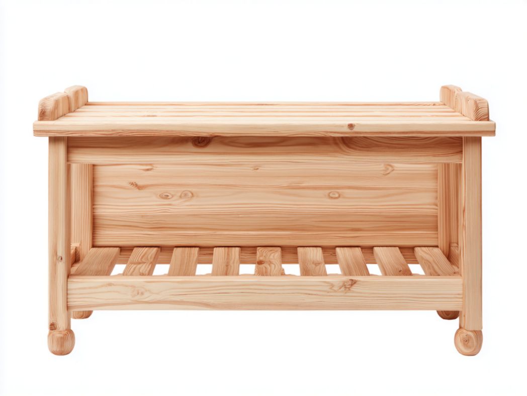 Banc coffre en bois massif Naturel avec espace de rangement et étagère ouverte