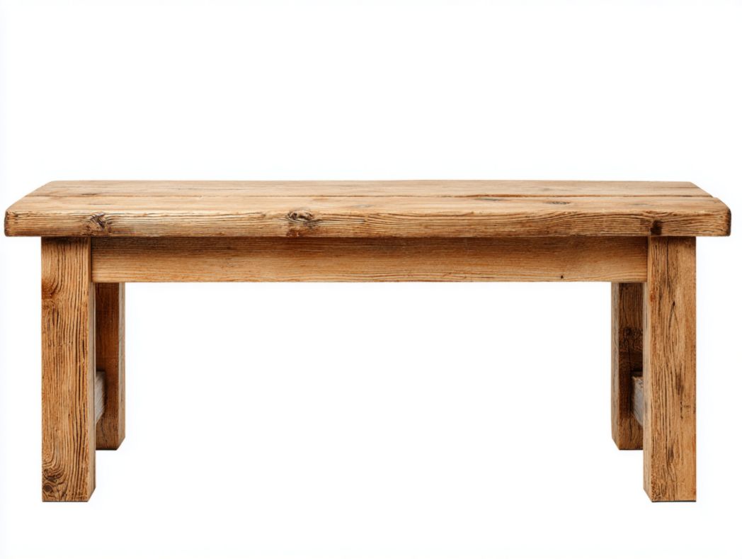 Banc en bois massif style rustique, finition naturelle