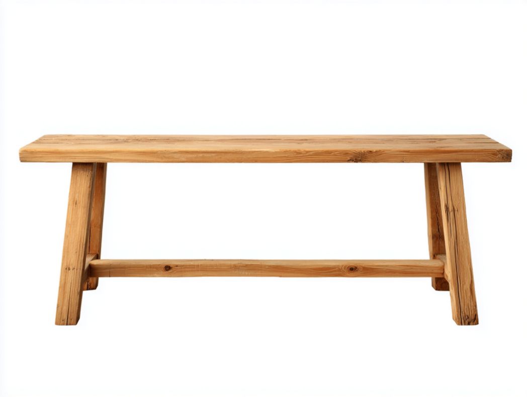 Banc en bois massif naturel avec traverse de renfort