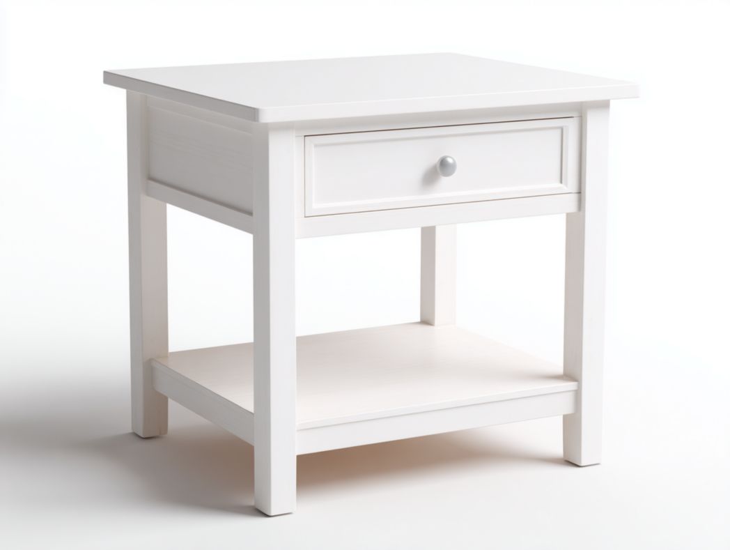 Table de chevet blanche en bois – 1 tiroir et étagère ouverte