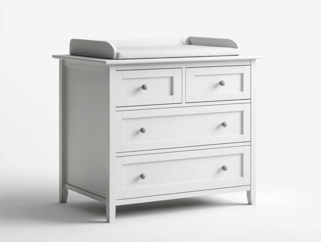 Commode à langer blanche avec 4 tiroirs et plan à langer intégré