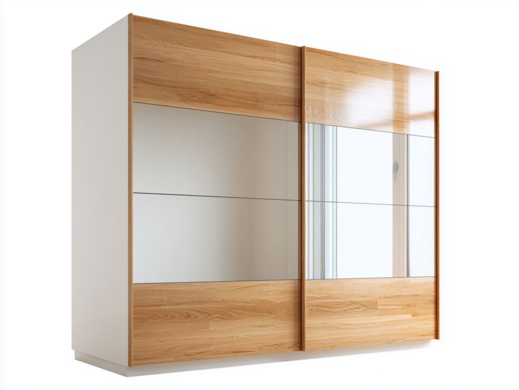Armoire à portes coulissantes en bois clair et verre – design moderne avec grande capacité