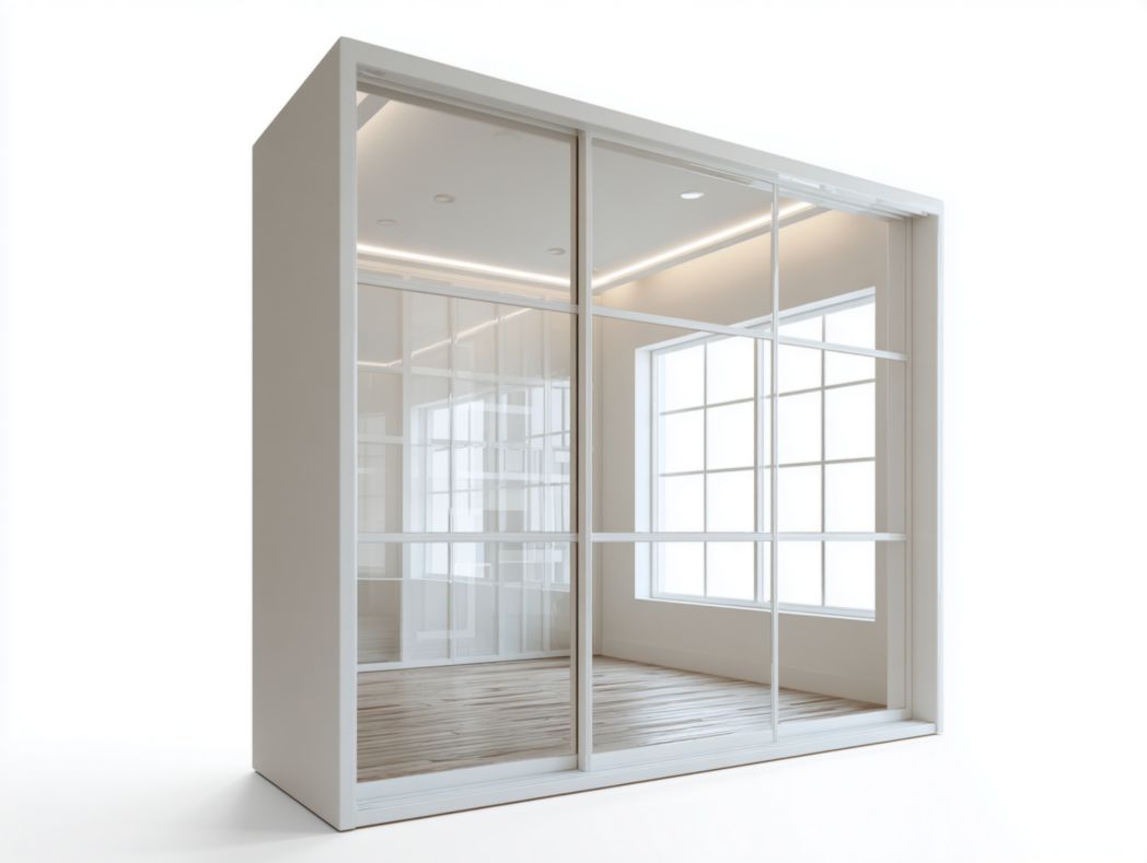 Armoire 3 portes coulissantes avec fa?ade miroir blanc moderne