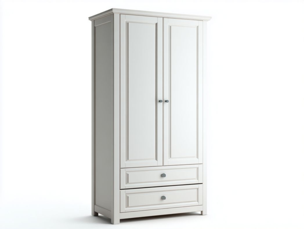 Armoire 2 portes blanche avec tiroirs intégrés – style moderne et fonctionnel