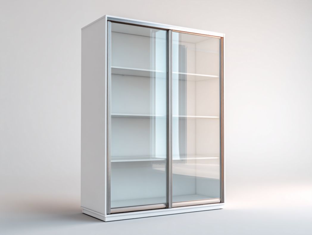 Armoire 2 portes coulissantes en verre – design moderne minimaliste blanc