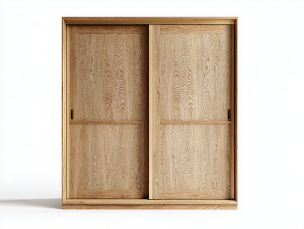 Armoire 2 portes coulissantes en bois naturel au style nordique