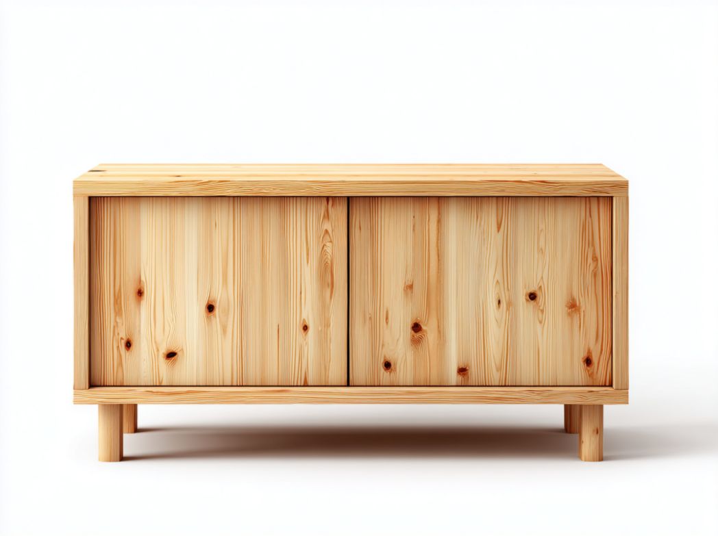 Banc en bois avec portes coulissantes et espace de rangement style nordique