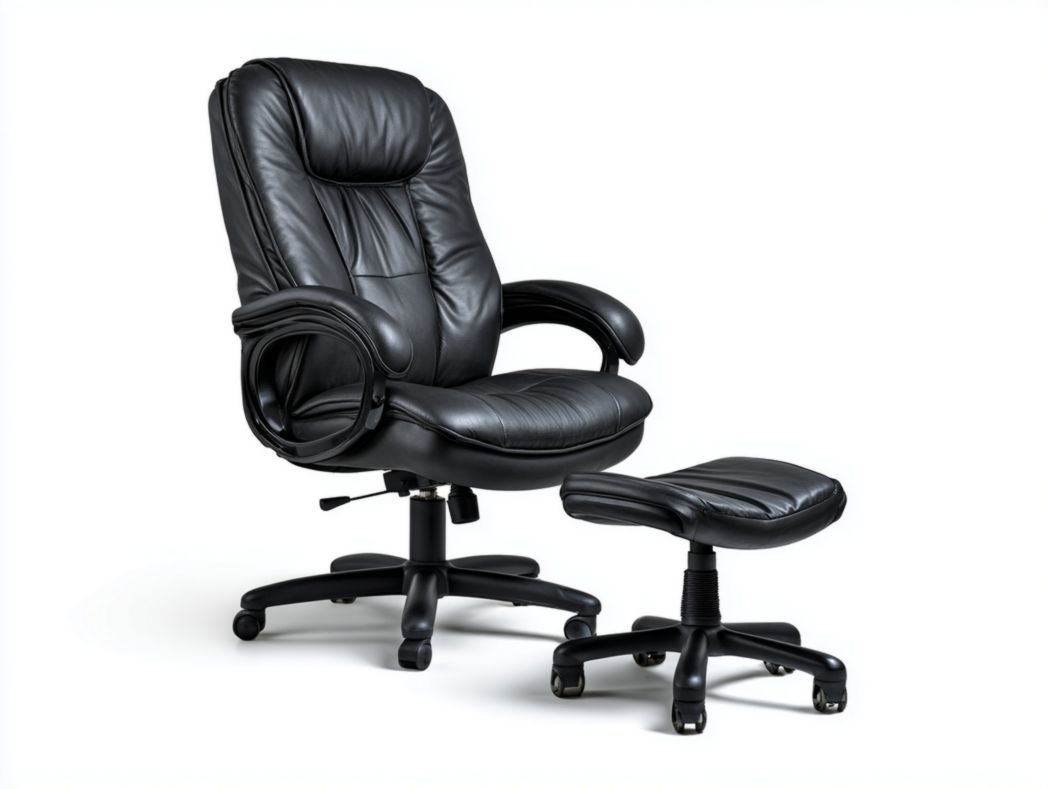 Fauteuil de bureau ergonomique noir avec repose-pieds rembourré