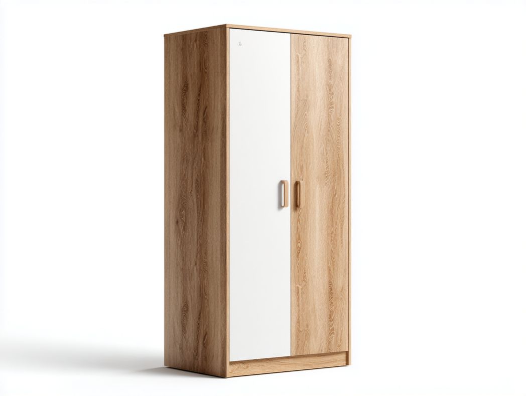 Armoire 2 portes décor noyer clair et blanc – design moderne et pratique