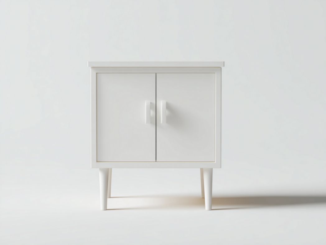 Table de chevet blanche moderne – rangement à deux portes