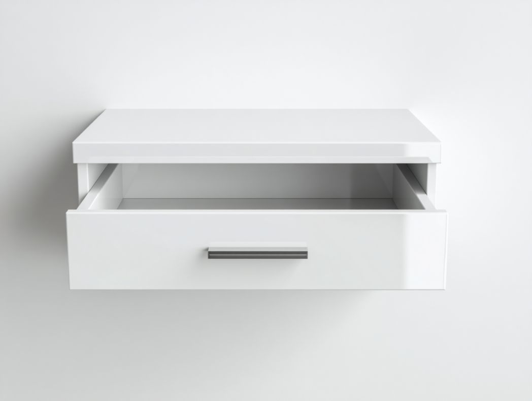 Table de chevet murale blanche – design moderne avec tiroir unique