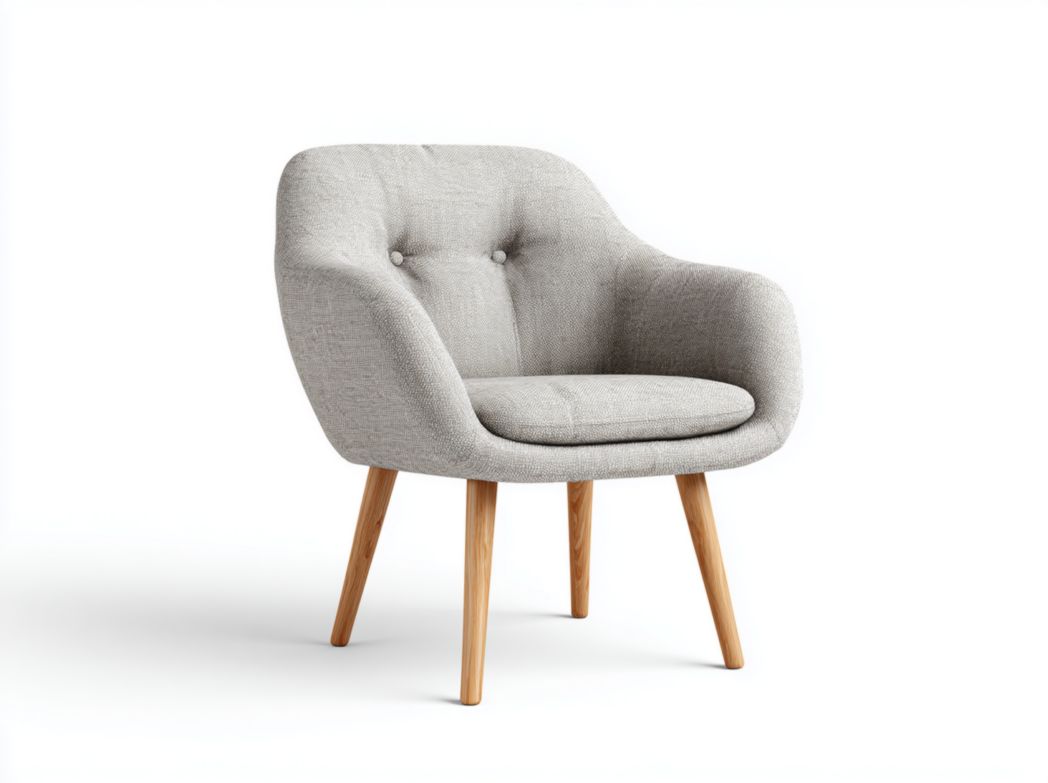 Chaise de conférence en tissu gris clair avec dossier incurvé et pieds en bois
