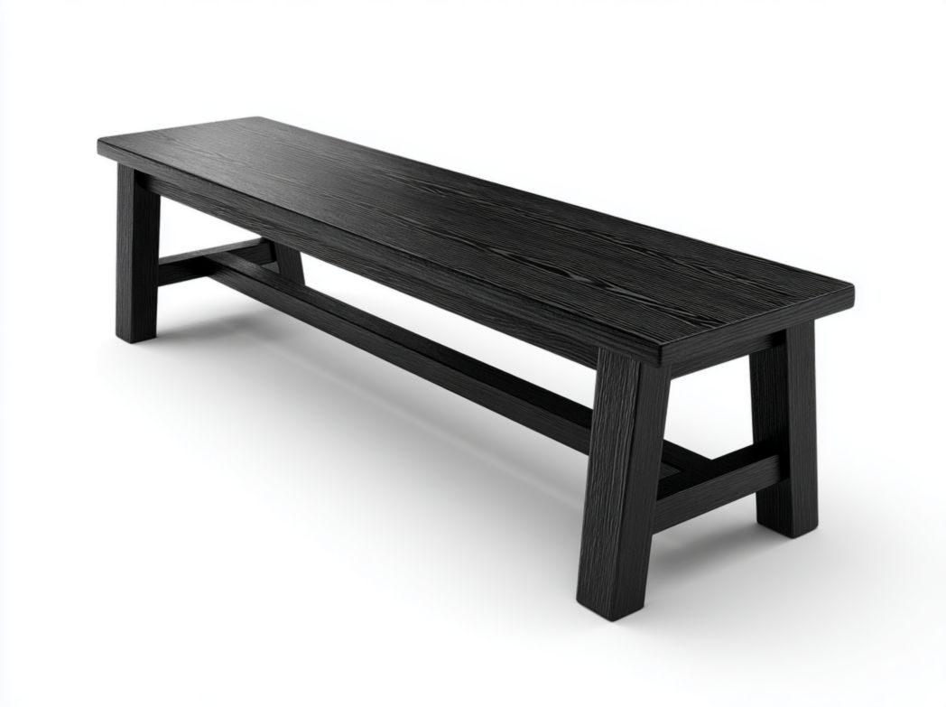 Banc en bois massif noir style moderne pour salle à manger et entrée