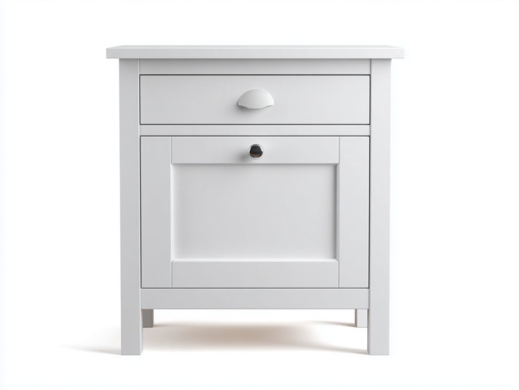 Table de chevet blanche – 1 tiroir et porte de rangement – Style moderne