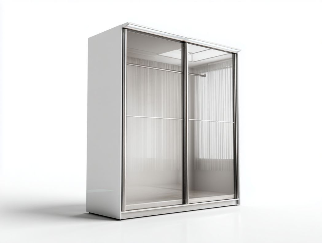 Armoire à portes coulissantes blanc brillant avec fa?ades miroir – design minimaliste