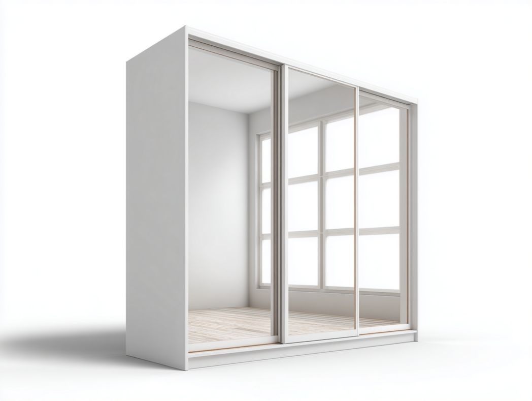 Armoire à portes coulissantes blanche avec fa?ades miroir intégral – design moderne
