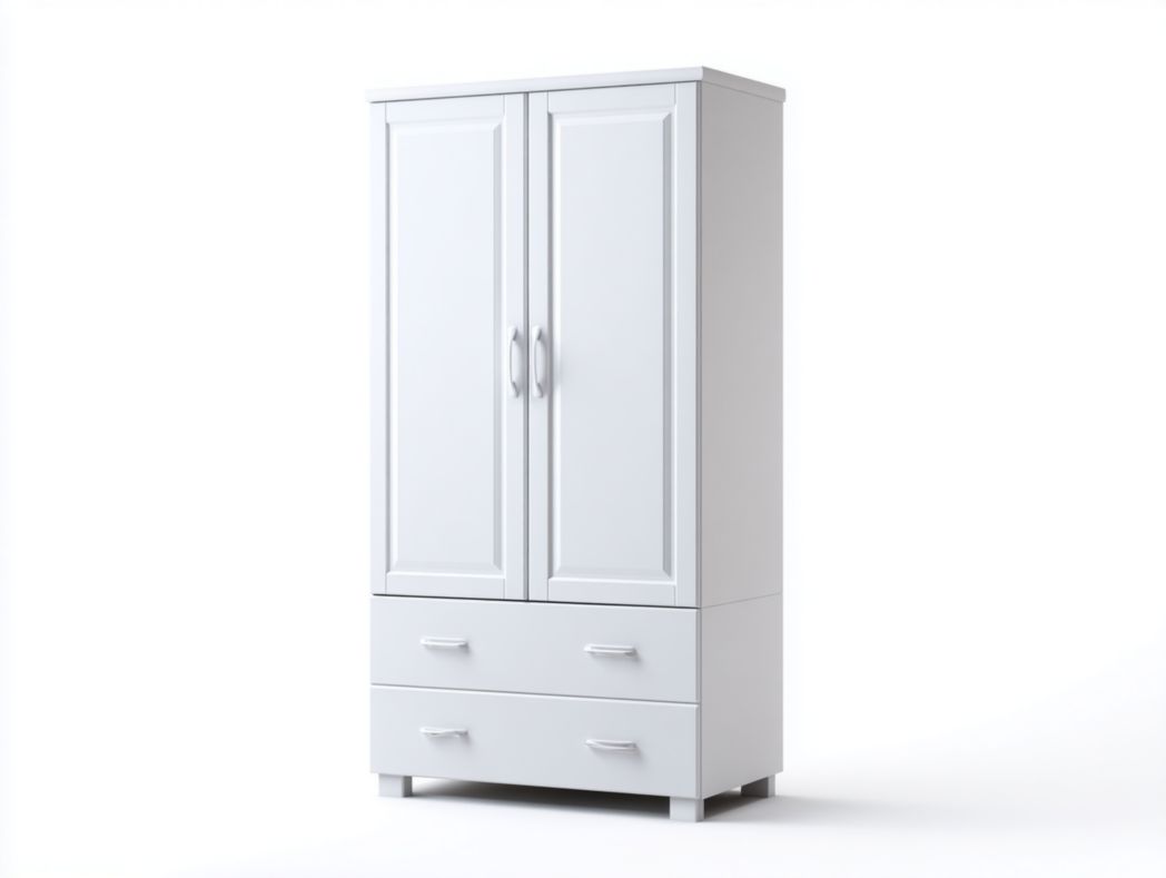 Armoire 2 portes blanche avec tiroirs intégrés – style moderne et fonctionnel