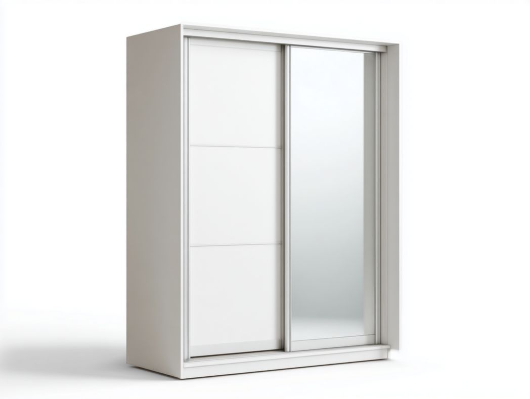 Armoire blanche à portes coulissantes avec miroir – design moderne, grande capacité