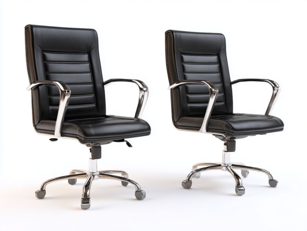 【Lot de 2】Chaises de conférence noires en cuir rembourré avec accoudoirs et base à roulettes