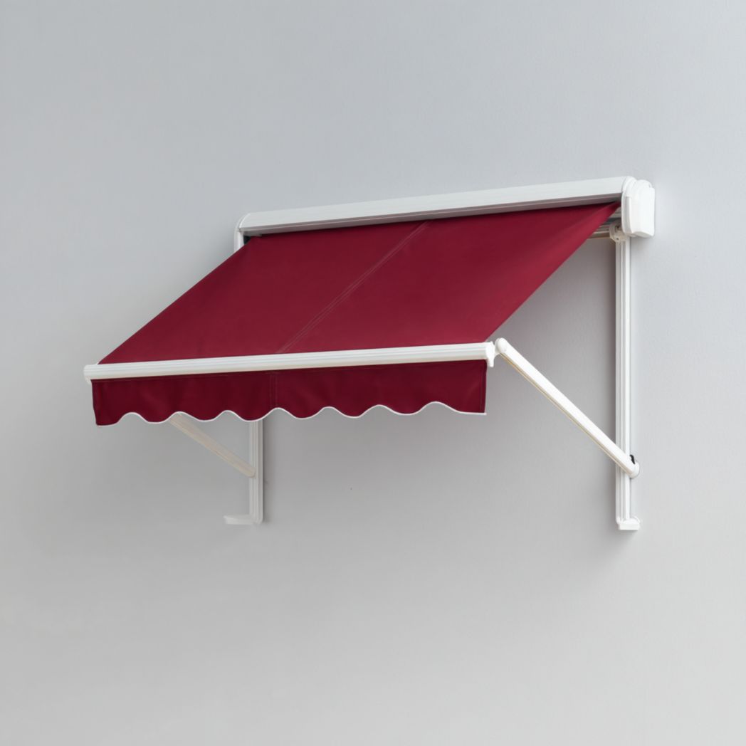 Pare-soleil latéral bordeaux, toile polyester et armature métallique blanche