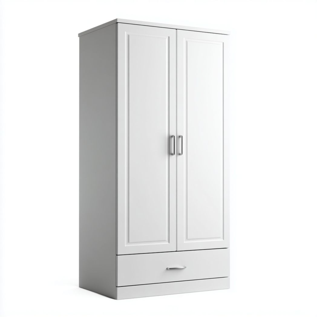 Armoire blanche moderne en bois à 2 portes et 1 tiroir