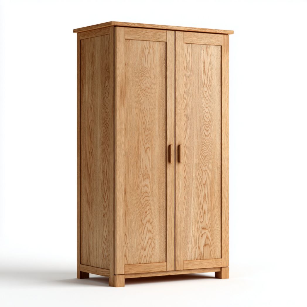 Armoire en bois 2 portes finition chêne clair sans tiroir