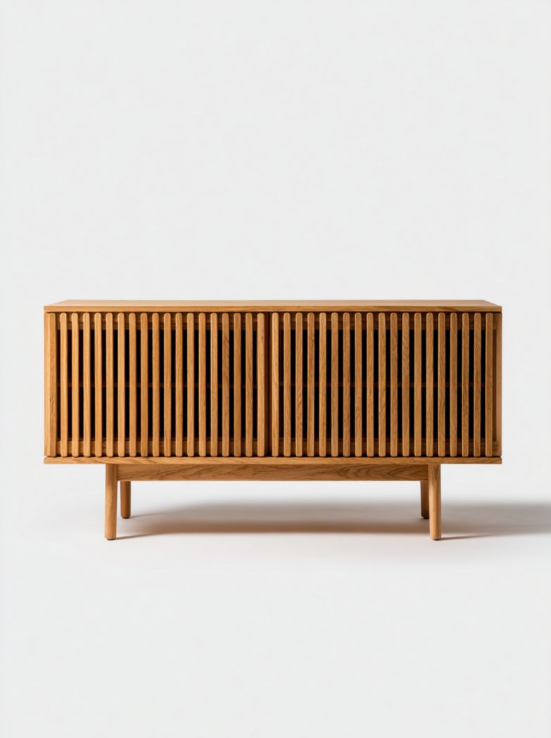 Buffet en chêne à treillis, design rectangulaire, deux portes de rangement