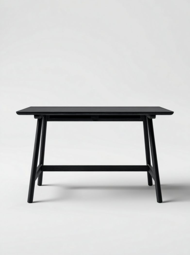 Bureau rectangulaire en bois massif noir sans tiroirs style moderne