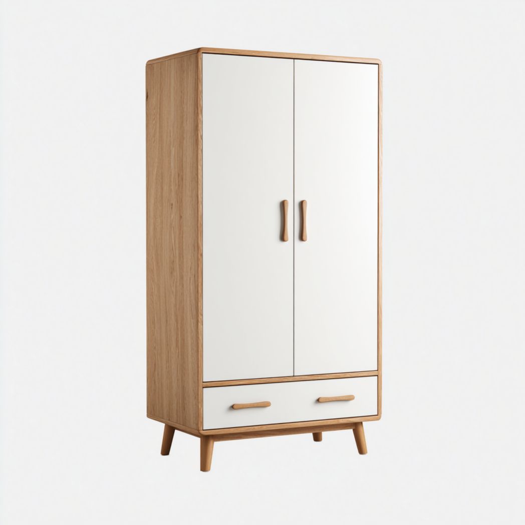 Armoire blanche à 2 portes et 1 tiroir style nordique en bois