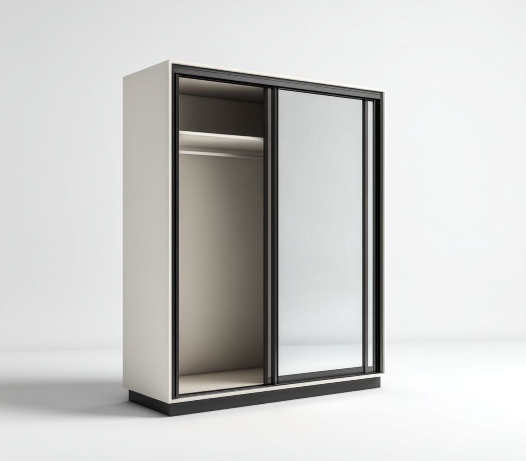 Armoire 2 portes coulissantes noir et blanc avec façade miroir moderne
