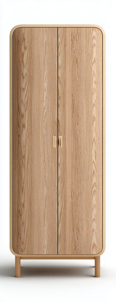Armoire en bois naturel à 2 portes design arrondi
