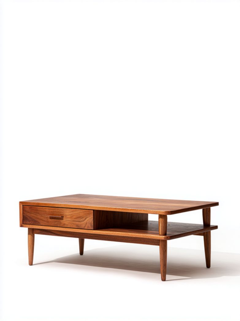 Meuble TV en bois foncé avec 1 tiroir et 1 niche ouverte