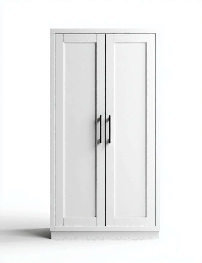 Armoire blanche en bois à 2 portes sans tiroirs style moderne