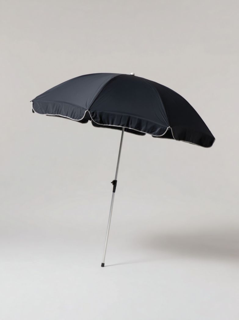 Parasol de jardin bleu marine avec toile ronde et mât en aluminium léger