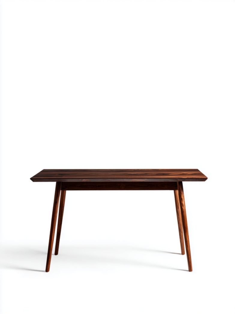 Bureau rectangulaire en bois foncé sans tiroir